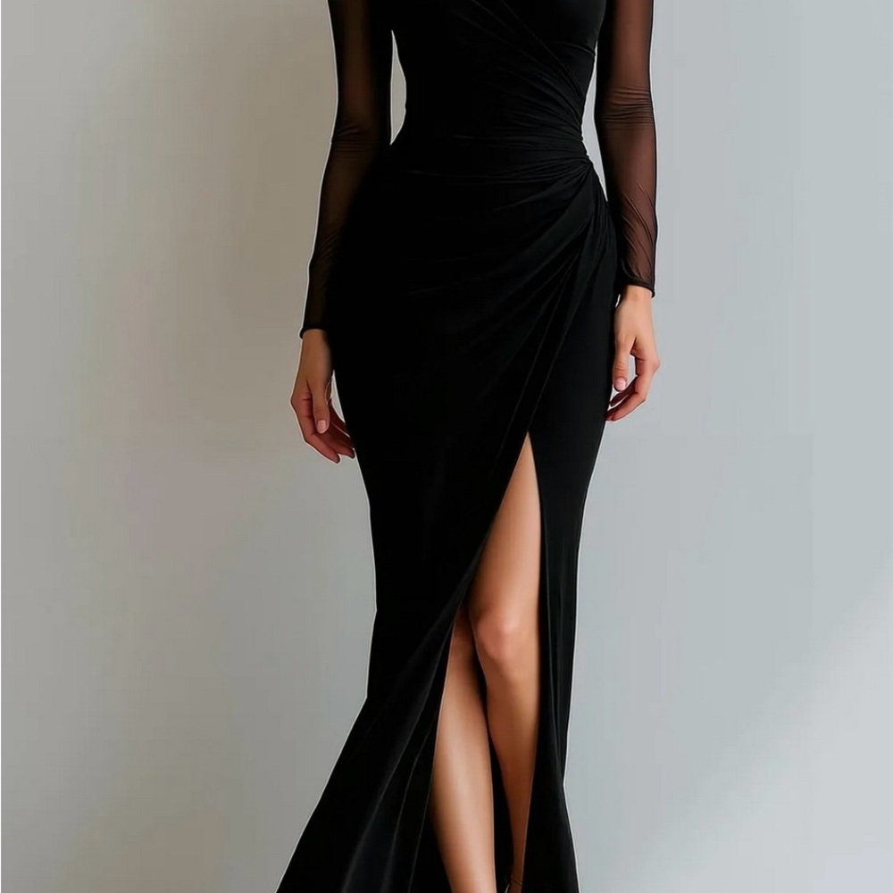 Elegant Black Long-Sleeve Dress